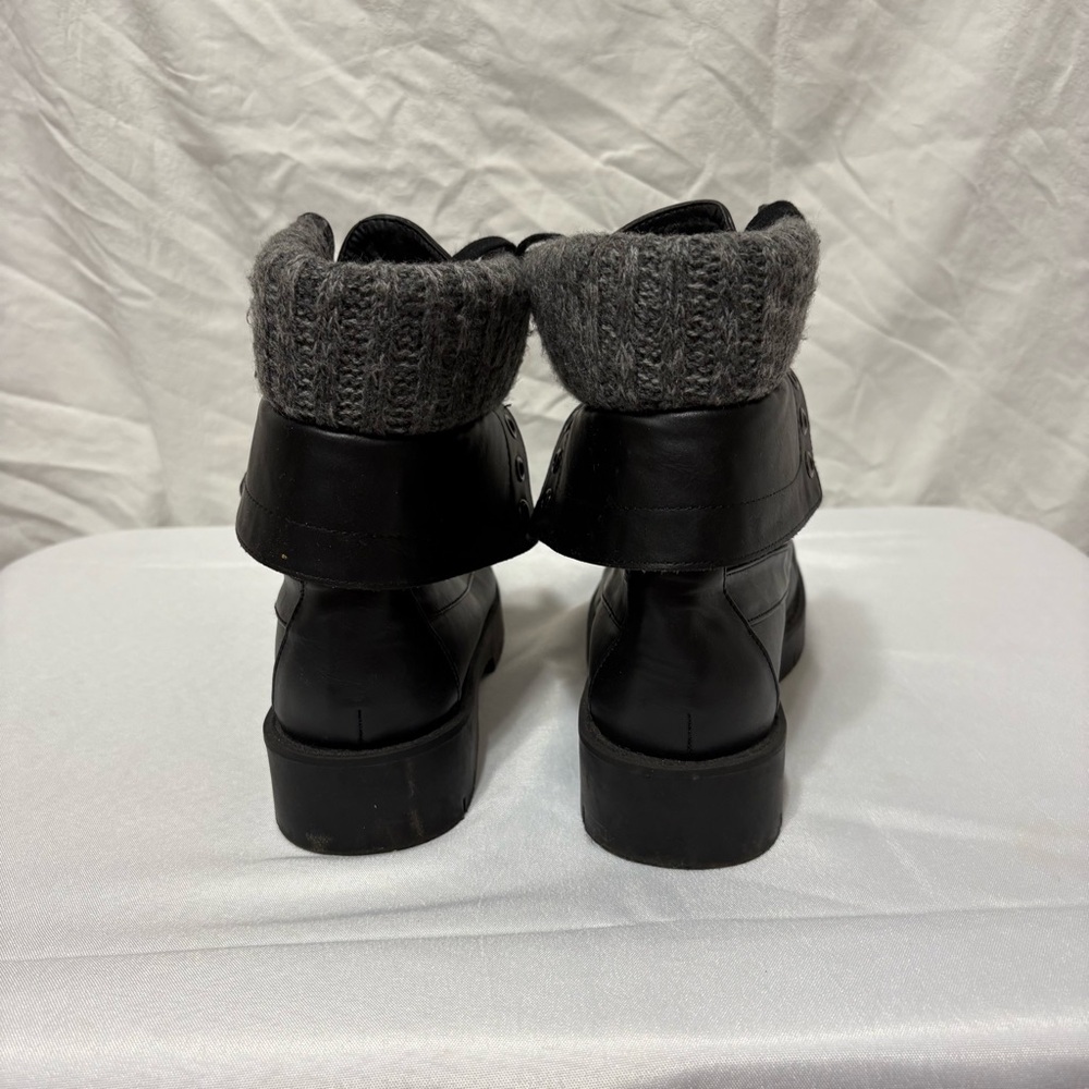 MIA Nicolas black combat boots with a knit cuff. - Picture 3 of 10